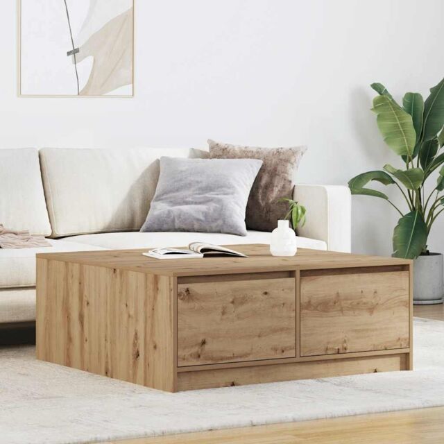 Berkfield Home Coffee Table with Drawers Artisan Oak 100x100x40 cm in Brown - Size: 100 x 100 x 40 cm - image 1