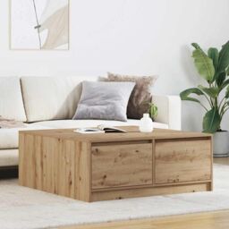 Berkfield Home Coffee Table with Drawers Artisan Oak 100x100x40 cm in Brown - Size: 100 x 100 x 40 cm - thumbnail 1
