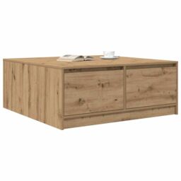 Berkfield Home Coffee Table with Drawers Artisan Oak 100x100x40 cm in Brown - Size: 100 x 100 x 40 cm - thumbnail 4