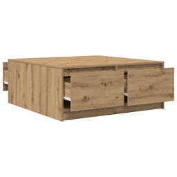 Berkfield Home Coffee Table with Drawers Artisan Oak 100x100x40 cm in Brown - Size: 100 x 100 x 40 cm - thumbnail 5