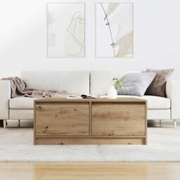 Berkfield Home Coffee Table with Drawers Artisan Oak 100x100x40 cm in Brown - Size: 100 x 100 x 40 cm - thumbnail 3