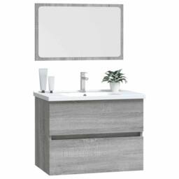 Berkfield Home Practical 2 Piece Bathroom Furniture Set Grey Sonoma Engineered Wood - thumbnail 4