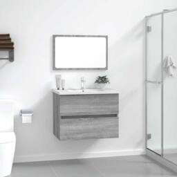 Berkfield Home Practical 2 Piece Bathroom Furniture Set Grey Sonoma Engineered Wood - thumbnail 2
