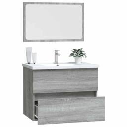 Berkfield Home Practical 2 Piece Bathroom Furniture Set Grey Sonoma Engineered Wood - thumbnail 5