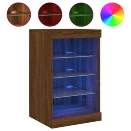 Berkfield Home Sideboard with LED Lights Brown Oak 41x37x67 cm - Size: 41 x 37 x 67 cm - thumbnail 2