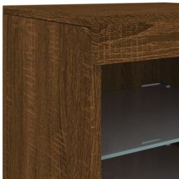 Berkfield Home Sideboard with LED Lights Brown Oak 41x37x67 cm - Size: 41 x 37 x 67 cm - thumbnail 9