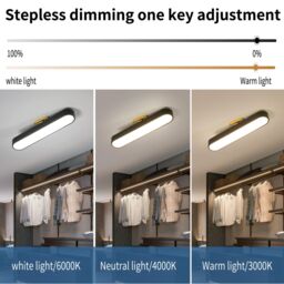 Garwarm 24W Black Wraparound Acrylic Linear LED Dimmable Ceiling Lamp with Remote - thumbnail 4