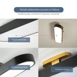 Garwarm 24W Black Wraparound Acrylic Linear LED Dimmable Ceiling Lamp with Remote - thumbnail 3