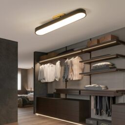 Garwarm 24W Black Wraparound Acrylic Linear LED Dimmable Ceiling Lamp with Remote - thumbnail 2
