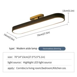 Garwarm 24W Black Wraparound Acrylic Linear LED Dimmable Ceiling Lamp with Remote - thumbnail 6