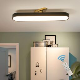 Garwarm 24W Black Wraparound Acrylic Linear LED Dimmable Ceiling Lamp with Remote - thumbnail 1