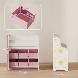 AIYAPLAY Kids Storage Unit with 6 Fabric Drawers & 2-Tier Sling Rack, Pink - thumbnail 3