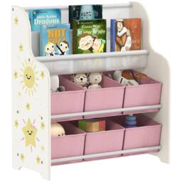 AIYAPLAY Kids Storage Unit with 6 Fabric Drawers & 2-Tier Sling Rack, Pink - thumbnail 2