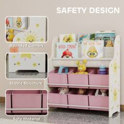 AIYAPLAY Kids Storage Unit with 6 Fabric Drawers & 2-Tier Sling Rack, Pink - thumbnail 5