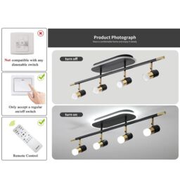 Garwarm 4-Light LED Dimmable Track Light in Black - thumbnail 3