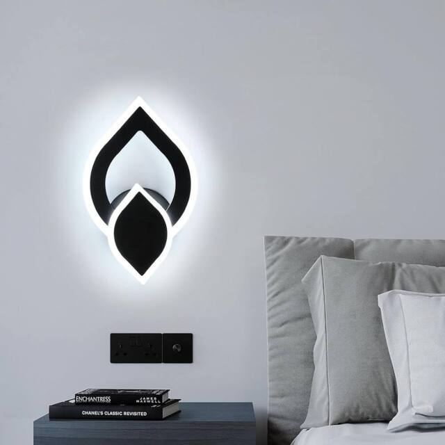 Goeco LED Wall Light 16W Modern Flower-Shaped Wall Light 6500K for Bedroom in Black - image 1