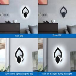 Goeco LED Wall Light 16W Modern Flower-Shaped Wall Light 6500K for Bedroom in Black - thumbnail 7