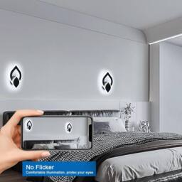 Goeco LED Wall Light 16W Modern Flower-Shaped Wall Light 6500K for Bedroom in Black - thumbnail 6