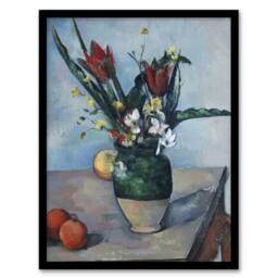 Artery8 The Vase of Tulips Still Life Painting Cezanne Framed Wall Art Print - Size: A4 - thumbnail 1