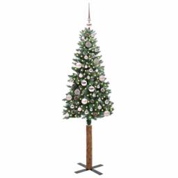 Berkfield Home Elegant Slim Christmas Tree with 150 LEDs Green & White 150 cm - thumbnail 3