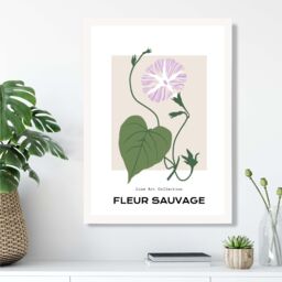 ARTZE Purple Glory Plant Flower Market Minimalist Framed Print SIZE: A4 with White Frame - Size: A3 - thumbnail 2