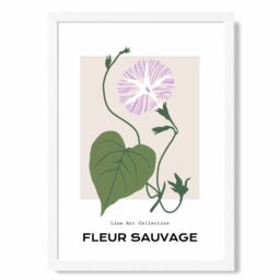 ARTZE Purple Glory Plant Flower Market Minimalist Framed Print SIZE: A4 with White Frame - Size: A3