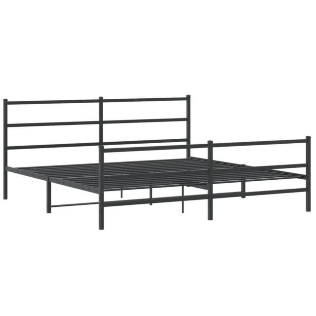 Berkfield Home Metal Bed Frame without Mattress with Footboard¬†Black 193x203cm in Black - Size: 193x203 cm - image 1