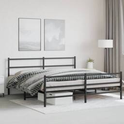 Berkfield Home Metal Bed Frame without Mattress with Footboard¬†Black 193x203cm in Black - Size: 193x203 cm - thumbnail 4