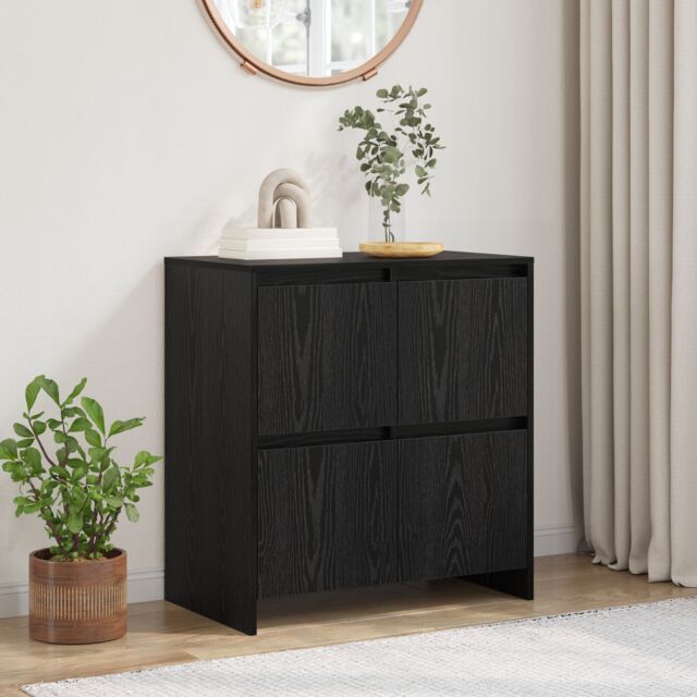 Berkfield Home Sideboard with Door Black oak 70 x 41 x 75 cm Engineered wood - image 1