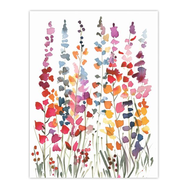 "Artery8 Colourful Abstract Autumn Wildflowers Watercolour Wall Art Print - Size: W18"" x H24""" - image 1