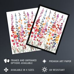 "Artery8 Colourful Abstract Autumn Wildflowers Watercolour Wall Art Print - Size: W18"" x H24""" - thumbnail 2