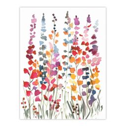 "Artery8 Colourful Abstract Autumn Wildflowers Watercolour Wall Art Print - Size: W18"" x H24""" - thumbnail 1
