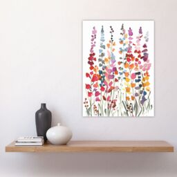 "Artery8 Colourful Abstract Autumn Wildflowers Watercolour Wall Art Print - Size: W18"" x H24""" - thumbnail 4