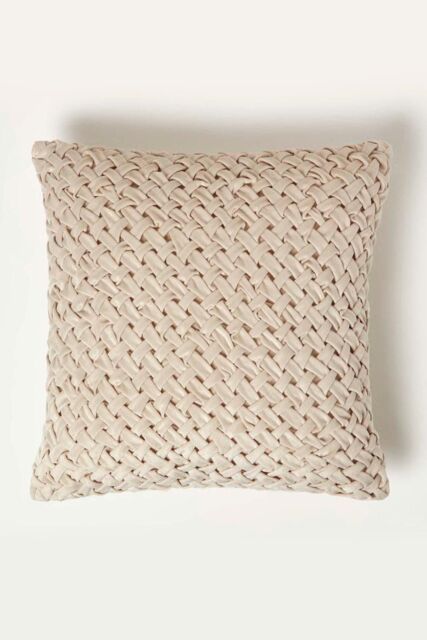Homescapes Sofia Pleated Velvet Cushion in Cream - Size: 45 cm x 45 cm - image 1