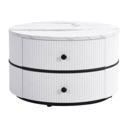 ERGOVEXA 2 Marble Effect Round Nesting Tables in White