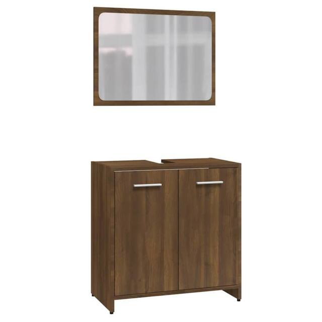 Berkfield Home Bathroom Furniture Set Brown Oak Engineered Wood - image 1