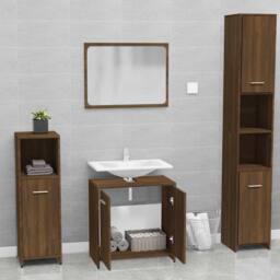 Berkfield Home Bathroom Furniture Set Brown Oak Engineered Wood - thumbnail 3