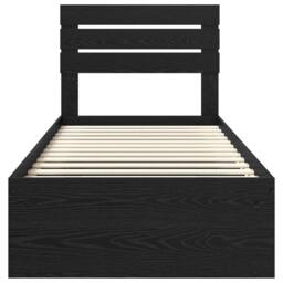 Berkfield Home Bed Frame with Headboard Black 75 x 190 cm Solid Pine Wood - thumbnail 7