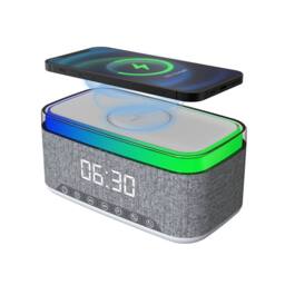 Menkind RED5 T289 Alarm Clock With FM Radio & Wireless Charging Capability in Grey - thumbnail 2