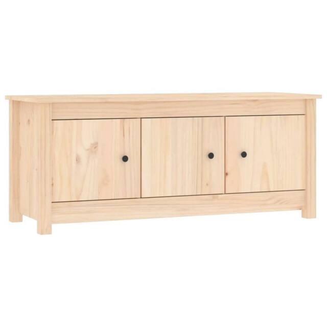 Berkfield Home Shoe Cabinet 110x38x45.5 cm Solid Wood Pine in Light Tan - image 1