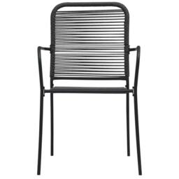 Berkfield Home Elegant 3 Piece Garden Dining Set Cotton Rope & Steel Black - thumbnail 8