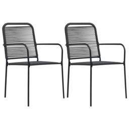 Berkfield Home Elegant 3 Piece Garden Dining Set Cotton Rope & Steel Black - thumbnail 6
