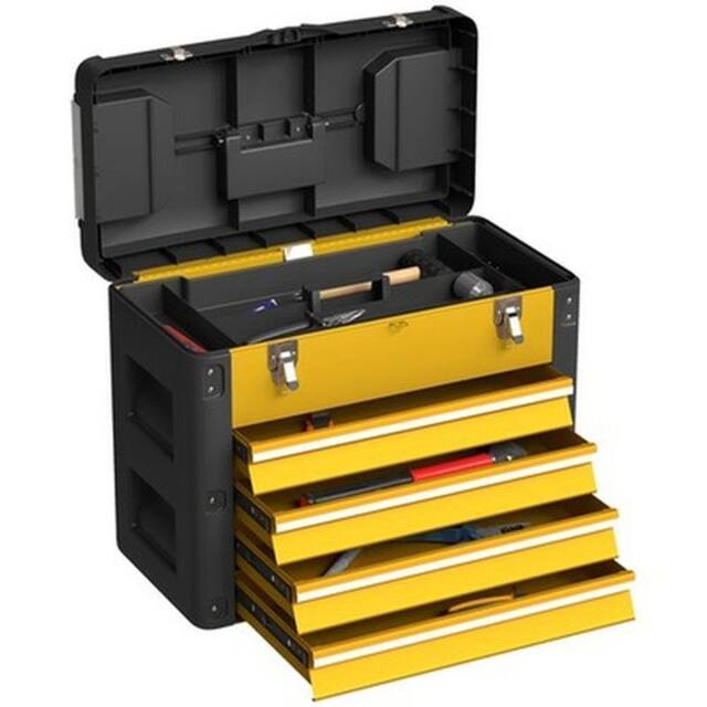 NESTLUNE 4 Drawers Large Tool Box, Steel Toolbox in Black - image 1