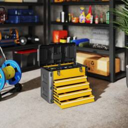 NESTLUNE 4 Drawers Large Tool Box, Steel Toolbox in Black - thumbnail 3