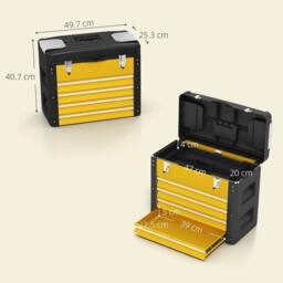 NESTLUNE 4 Drawers Large Tool Box, Steel Toolbox in Black - thumbnail 2