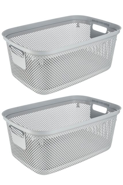 Keeeper Set of 2 Laundry Basket 30 Litre with Side Handles & Air-Permeable - White - image 1