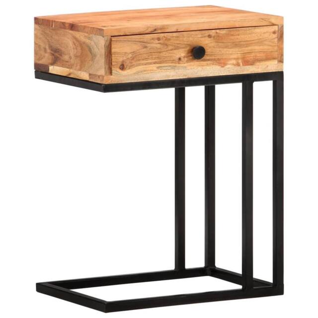Berkfield Home U-Shaped Side Table 45x30x61cm Solid Acacia Wood in Brown - Size: 45 x 30 x 61 cm - image 1