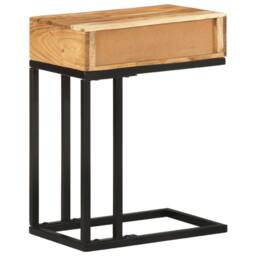 Berkfield Home U-Shaped Side Table 45x30x61cm Solid Acacia Wood in Brown - Size: 45 x 30 x 61 cm - thumbnail 4