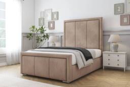 "Sloomy Lancaster Naples Frame-Mattress - 50"" Upholstered Headboard in Light Brown - Size: Super King" - thumbnail 2