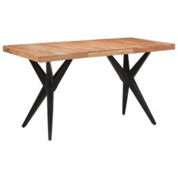 Berkfield Home Beautiful Dining Table Black 140x70x76 cm Solid Wood Acacia - Size: 140 x 70 x 76 cm - thumbnail 8